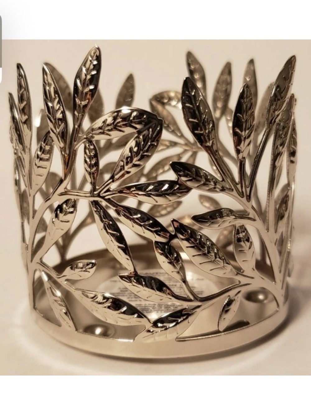 Bath & Body Works Silver Leaf Cutout Candle Holder Sleeve